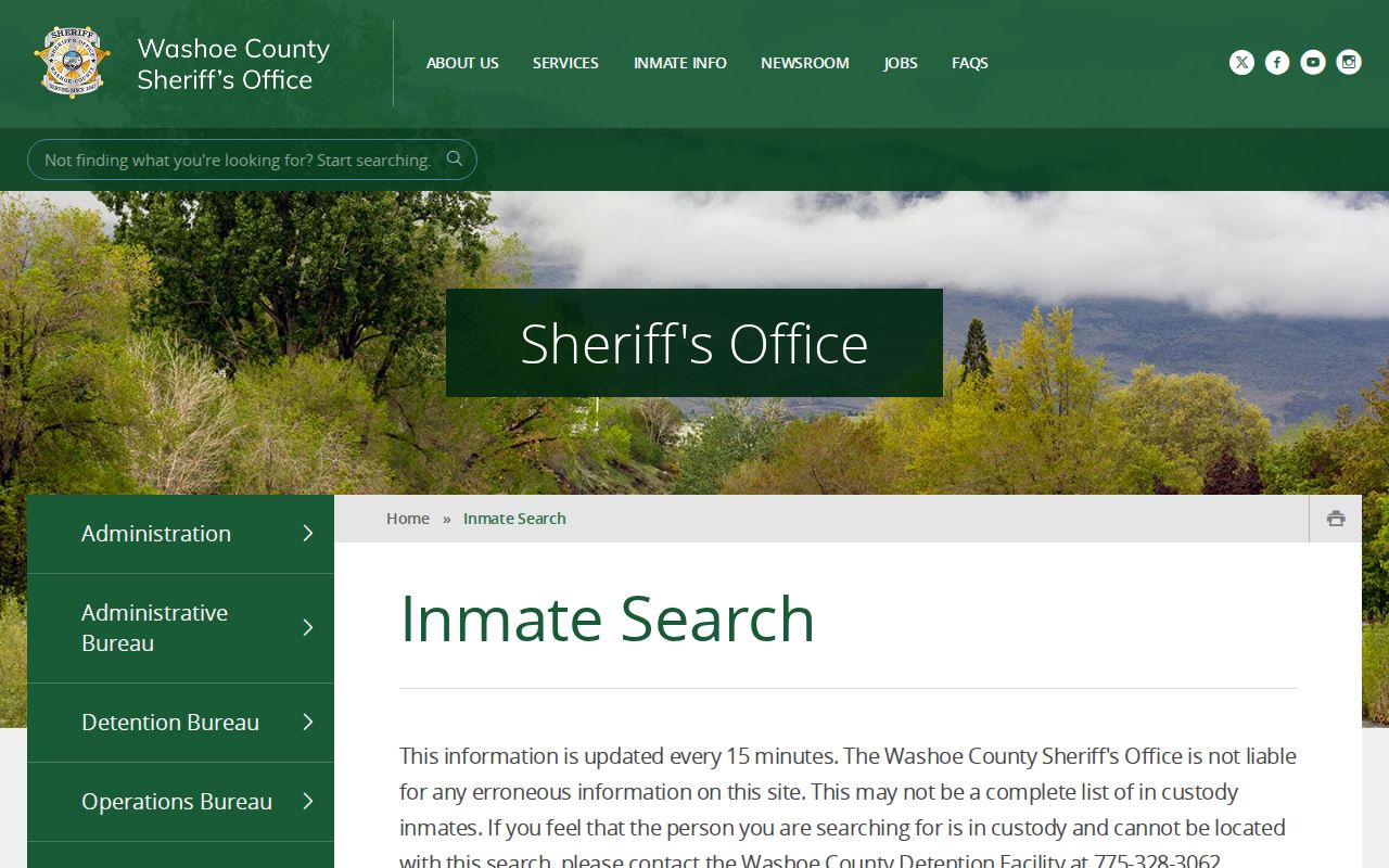 Washoe County people search through the county custody lookup