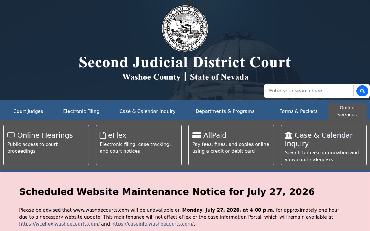 Washoe County people search through District Court case access